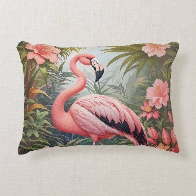 Schöner tropischer Flamingo Bird Dekokissen (Vorderseite)