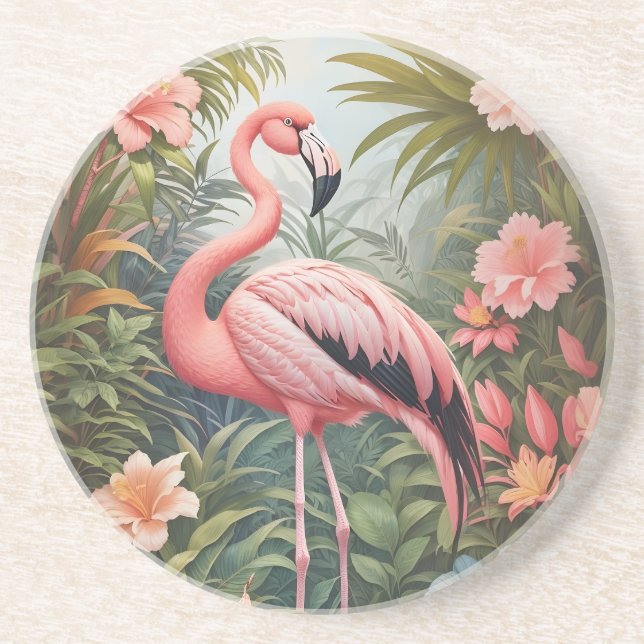 Schöner tropischer Flamingo Bird Getränkeuntersetzer (Vorne)