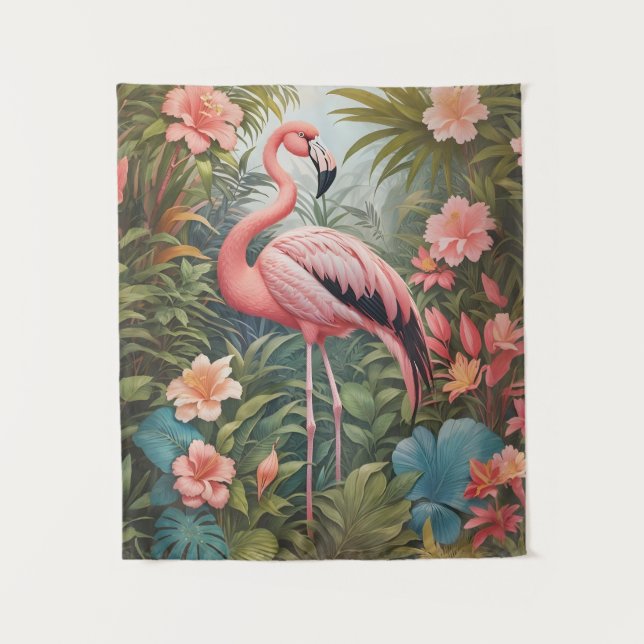 Schöner tropischer Flamingo Bird Wandteppich (Vorderseite)