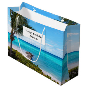 Schöner tropischer Strand Windige Palme Geburtstag Große Geschenktüte