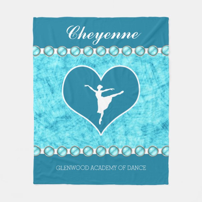 Schöner Türkis-Tänzer mit Monogramm Fleecedecke (Vorderseite)