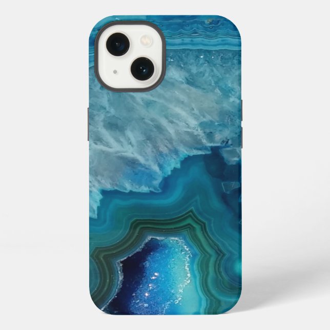 Schöner Türkisblauer Achatstein iPhone Hülle (Rückseite)