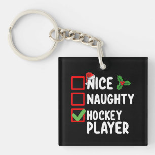 Schöner unartiger Hockeyspieler Weihnachtsliste Sa Schlüsselanhänger