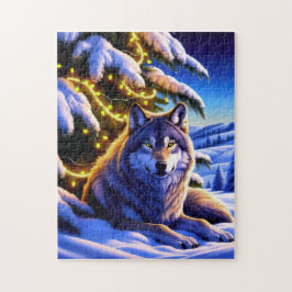 Schöner und majestätischer Wolf von Weihnachtsbaum Puzzle