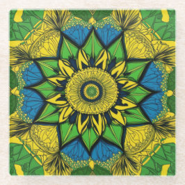 Schöner Untersetzer aus Glas. Mandala Design.