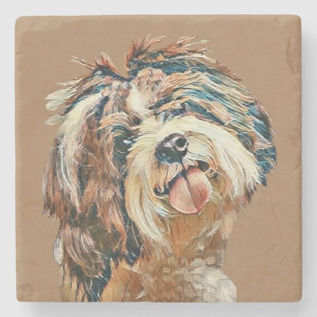 Schöner Untersetzer mit Shih Tzu Face Marble (Vorderseite)