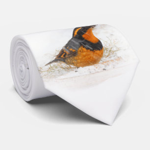 Schöner Varieté-Songbird im Schnee Krawatte