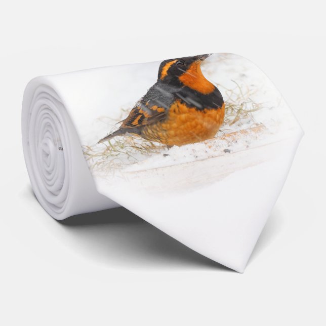 Schöner Varieté-Songbird im Schnee Krawatte (Gerollt)