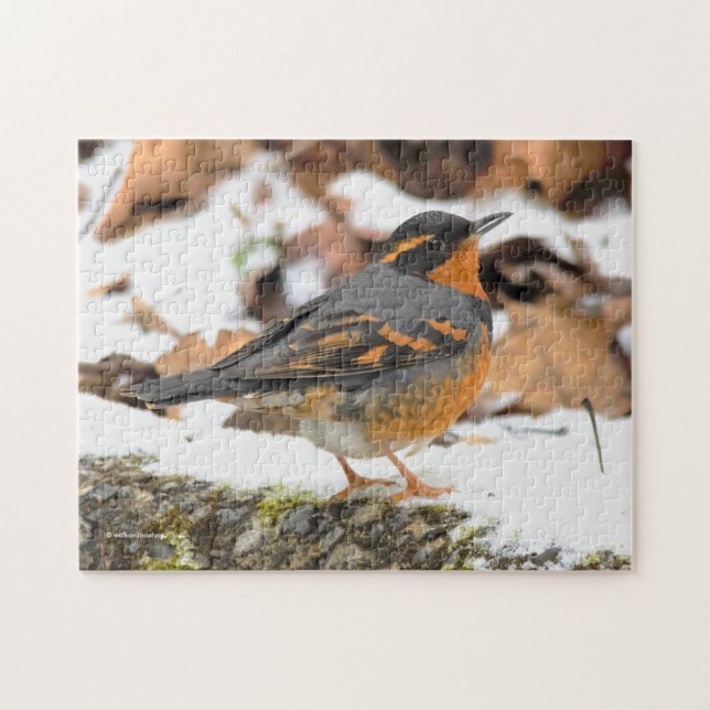 Schöner Varieté-Songbird im Schnee Puzzle (Horizontal)