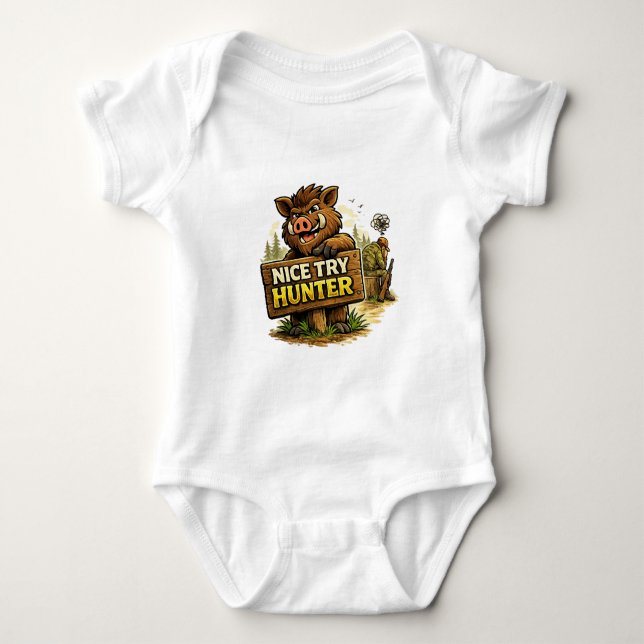 Schöner Versuch Jäger Baby Strampler (Vorderseite)
