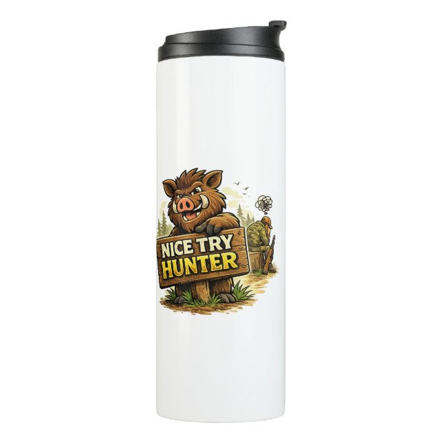 Schöner Versuch Jäger Thermosbecher (Nach links gedreht)