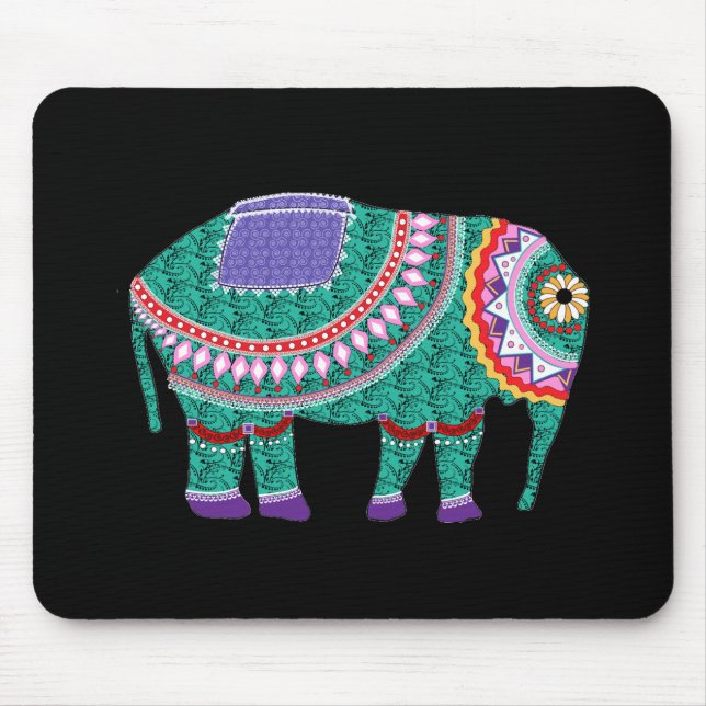 Schöner Verzierter Elefant Mousepad (Vorne)