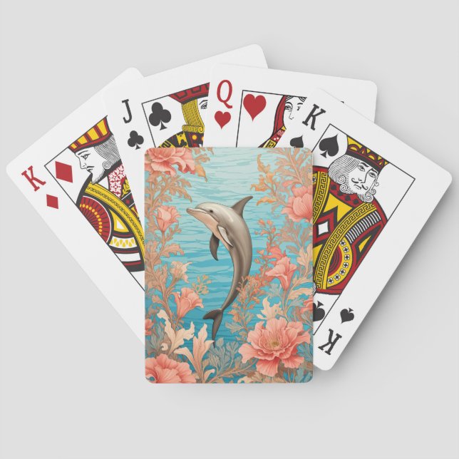 Schöner Vintage-Delfin  Spielkarten (Rückseite)