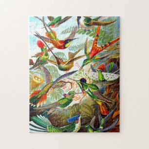 Schöner Vintage-Druck Kolibri-Vogelpuzzle Puzzle
