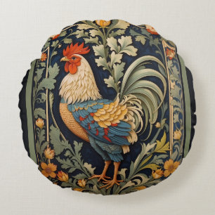Schöner vintage Hahn, inspiriert von William Morri Rundes Kissen