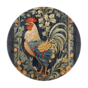 Schöner vintage Hahn, inspiriert von William Morri Schneidebrett
