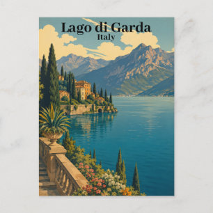 Schöner Vintage Lago di Garda Italien Italienische Postkarte