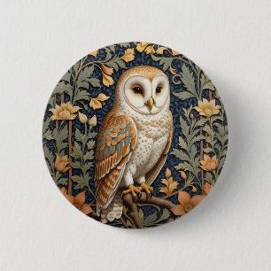 Schöner Vintager Barn Owl William Morris Inspirier Button