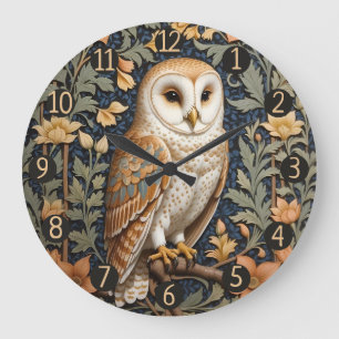 Schöner Vintager Barn Owl William Morris Inspirier Große Wanduhr