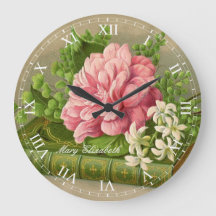 Schöner Vintager rosa Rosen-Druck-römische Ziffern