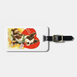 Schöner Vintager Valentine-Boston-Terrier-Welpe Gepäckanhänger