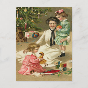 Schöner Vintager Viktorianischer Weihnachtsbaum Postkarte