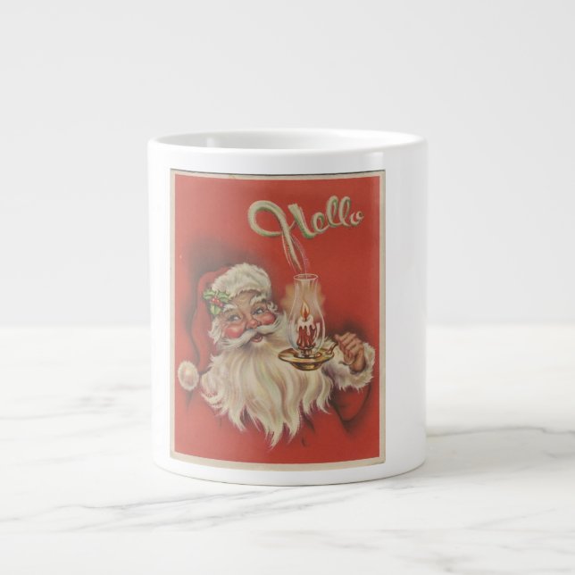Schöner Vintager Weihnachtsmann Jumbo-Tasse (Vorderseite)