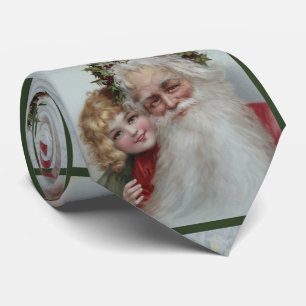 Schöner Vintager Weihnachtsmann und Girl Neck Tie Krawatte