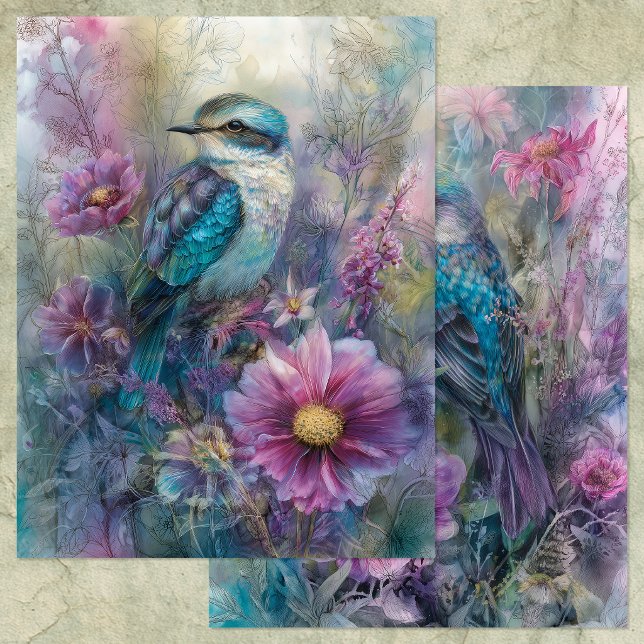 SCHÖNER VOGEL IM GARTEN-SCRAPBOOK-PAPER (BEAUTIFUL BIRD IN GARDEN SCRAPBOOK PAPER)