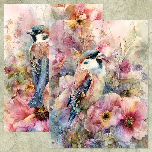 SCHÖNER VOGEL IM GARTEN-SCRAPBOOK-PAPIER (BEAUTIFUL BIRD IN GARDEN SCRAPBOOK PAPER)