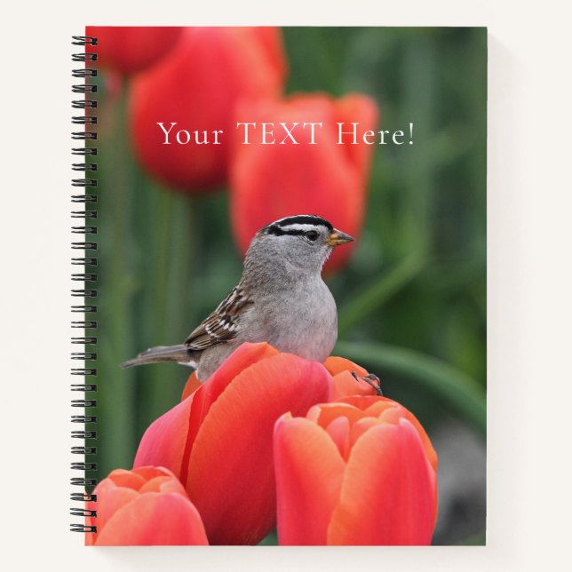 Schöner Vogel mit Tulips-Spiral-Notebook Notizbuch (Vorderseite)