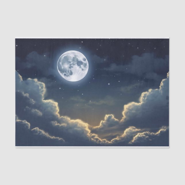 Schöner Vollmond über den Wolken Seidenpapier (Vorderseite)