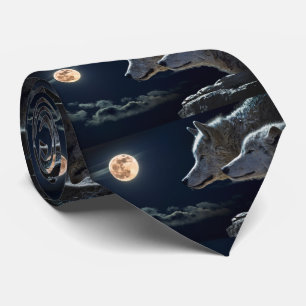 schöner Vollmond und Wolf Krawatte