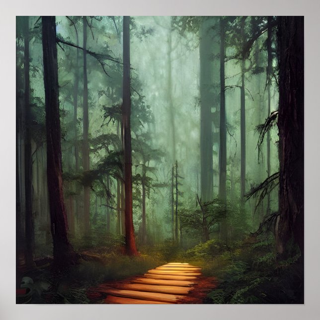 Schöner Waldweg Digitale Kunst Poster (Vorne)