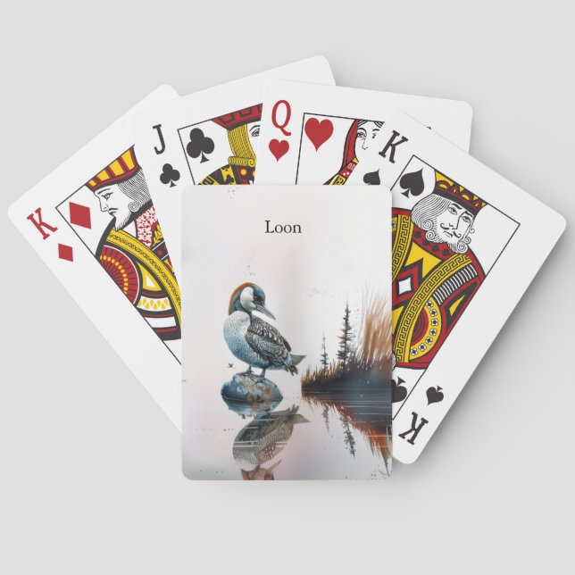 schöner Wallon auf einem Felsen in Aquarell Spielkarten (Rückseite)