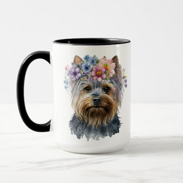 SCHÖNER WASSERCOLOR YORKSHIRE TERRIER HUND TASSE (Links)
