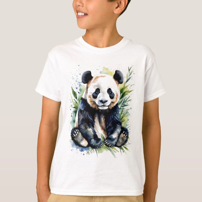 Schöner Wasserfarben Niedlicher Panda-Bär T-Shirt (Vorderseite)
