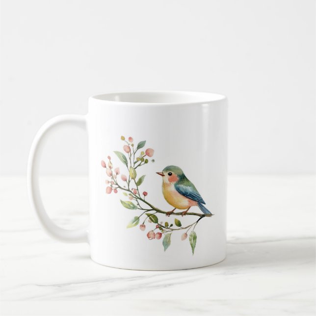 Schöner Wasserfarben-Vogel Kaffeetasse (Links)