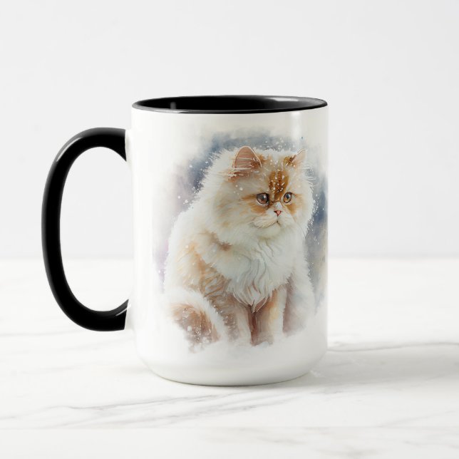 SCHÖNER WASSERFARBFLUSS ANGORA CAT TASSE (Links)