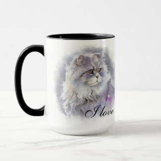 SCHÖNER WASSERFARBFLUSS ANGORA CAT TASSE
