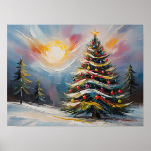 Schöner Weihnachtsbaum im Snowy Wonderland Poster