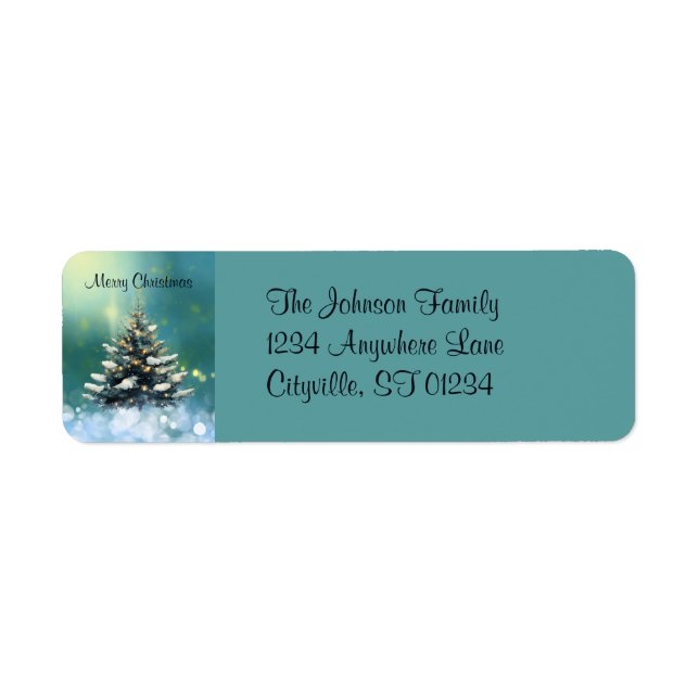 Schöner Weihnachtsbaum mit Schnee und goldenen Lic (Vorne)