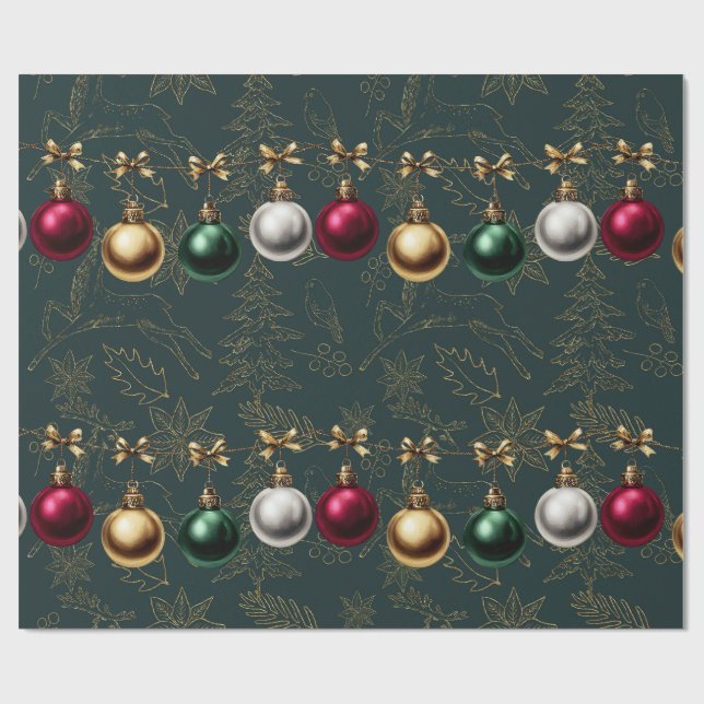 Schöner Weihnachtsbaumkugel-Schmuck  Geschenkpapier (Flach)