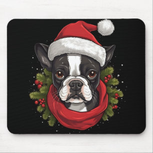 Schöner Weihnachtsboston Terrier Dog Mousepad