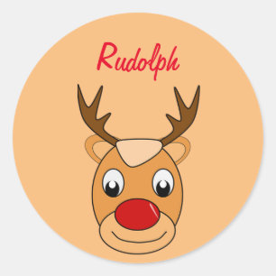 Schöner Weihnachtsfest Niedlich Deer Rudolph Runder Aufkleber
