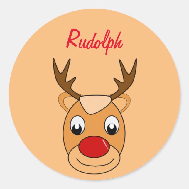 Schöner Weihnachtsfest Niedlich Deer Rudolph Runder Aufkleber (Vorderseite)