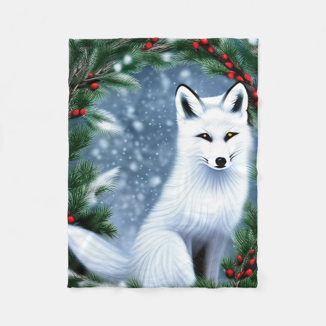 Schöner Weihnachtsfox Fleecedecke (Vorderseite)