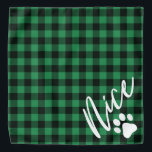 Schöner Weihnachtshund Rustikal Grün Flannel Halstuch<br><div class="desc">Diese Bandana hat einen rustikalen grünen Flanell und einen handgeschriebenen Script-Schriftart mit der "schönen" Hälfte von unanständig und nett. Es macht den perfekten Weihnachtsbandana für Ihren Hund oder Ihre Katze.</div>