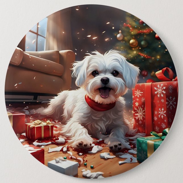 Schöner Weihnachtsjunge, Niedlich, lustig, Cartoon Button (Vorderseite)