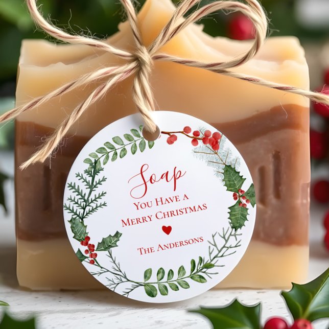 Schöner Weihnachtskranz in Rot und Grün Geschenkanhänger (Von Creator hochgeladen)